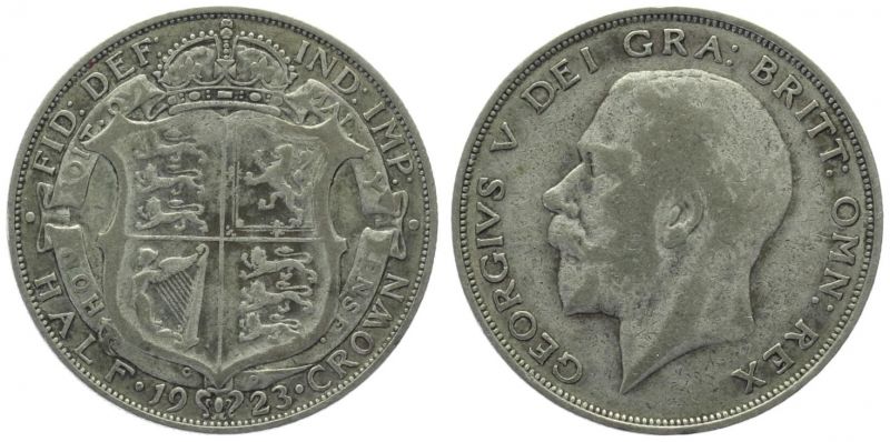 Grossbritannien 1/2 Crown 1923 Silber
